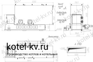 Котел 3.5 с топкой ТЛПХ. Чертеж